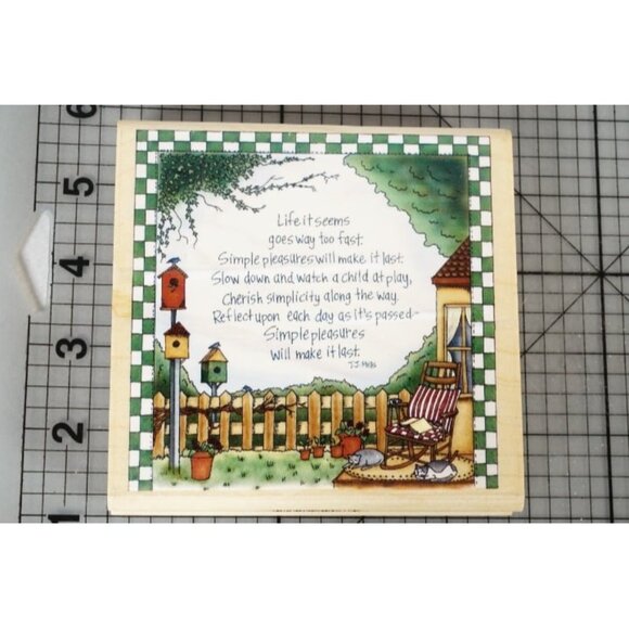 INKADINKADO "Joy Marie" Simple Pleasures Saying Wood Mounted Rubber Stamp 9063-Y - Picture 2 of 5